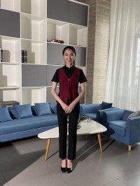 BD-MO-095  訂做餐廳前台制服套裝    設計假兩件前台制服   修身  舒適    前台制服工廠